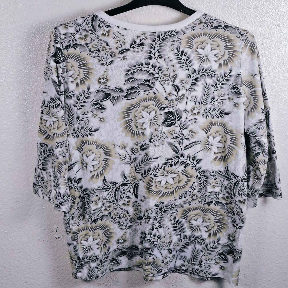 Blair Women’s Tunic Multicolor Black/grey 3/4 Slv Top Size S Bottom Collar - Picture 5 of 7